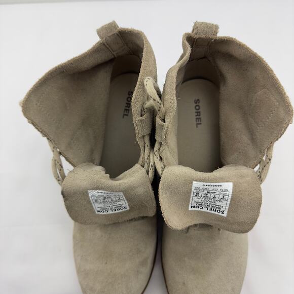 Sorel‎ Evie tan suede ankle wedge boots W9 - Picture 6 of 10